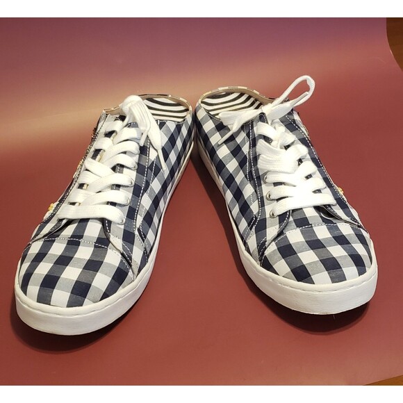 NWOB Betsey Johnson Edna Blue Gingham Daisy Bee Slip-on Sneakers Size 11 - Picture 2 of 8